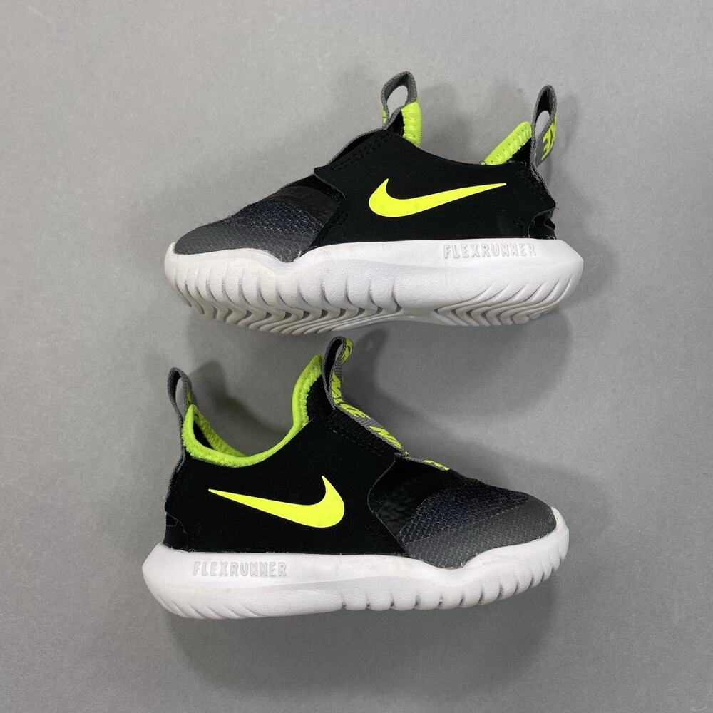 Nike Flex‎ Runner Grey/Volt/Black Toddler Boy's Slip On Shoes-Sz 5C
